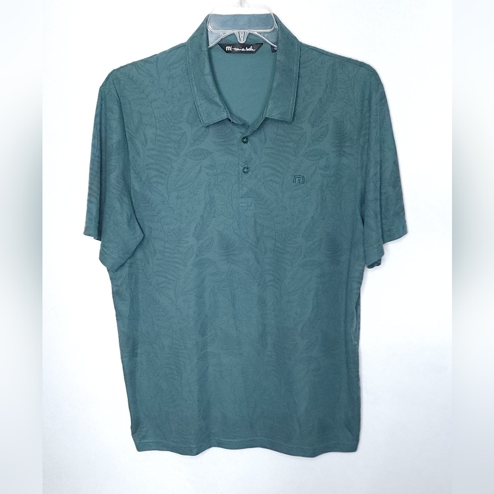 Travis Matthew Hidden Falls Leaf Print Golf Polo Shirt Mens Size XL Green